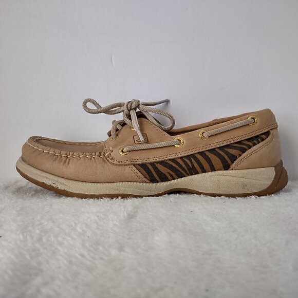 Sperry Top-Sider Leather Upper Boat Shoes Loafers With Zebra Print Size 6.5 M - Picture 12 of 16